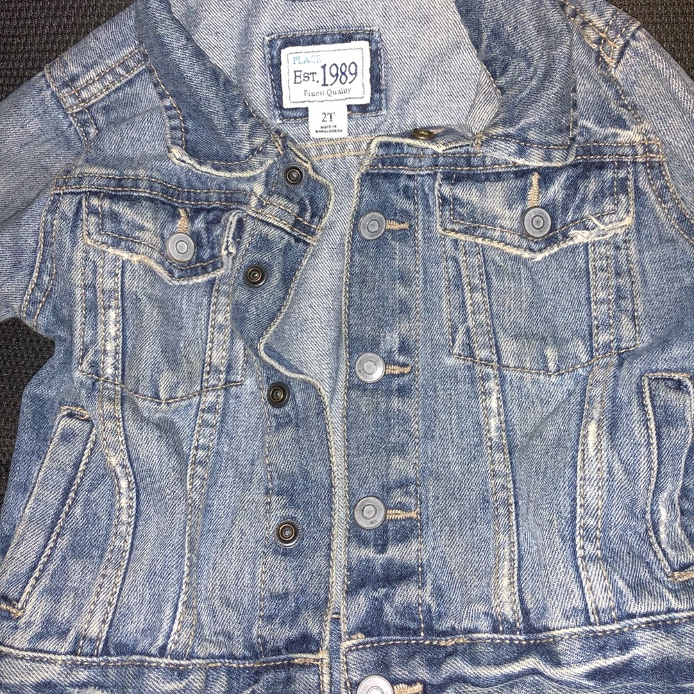 Children place denim jacket